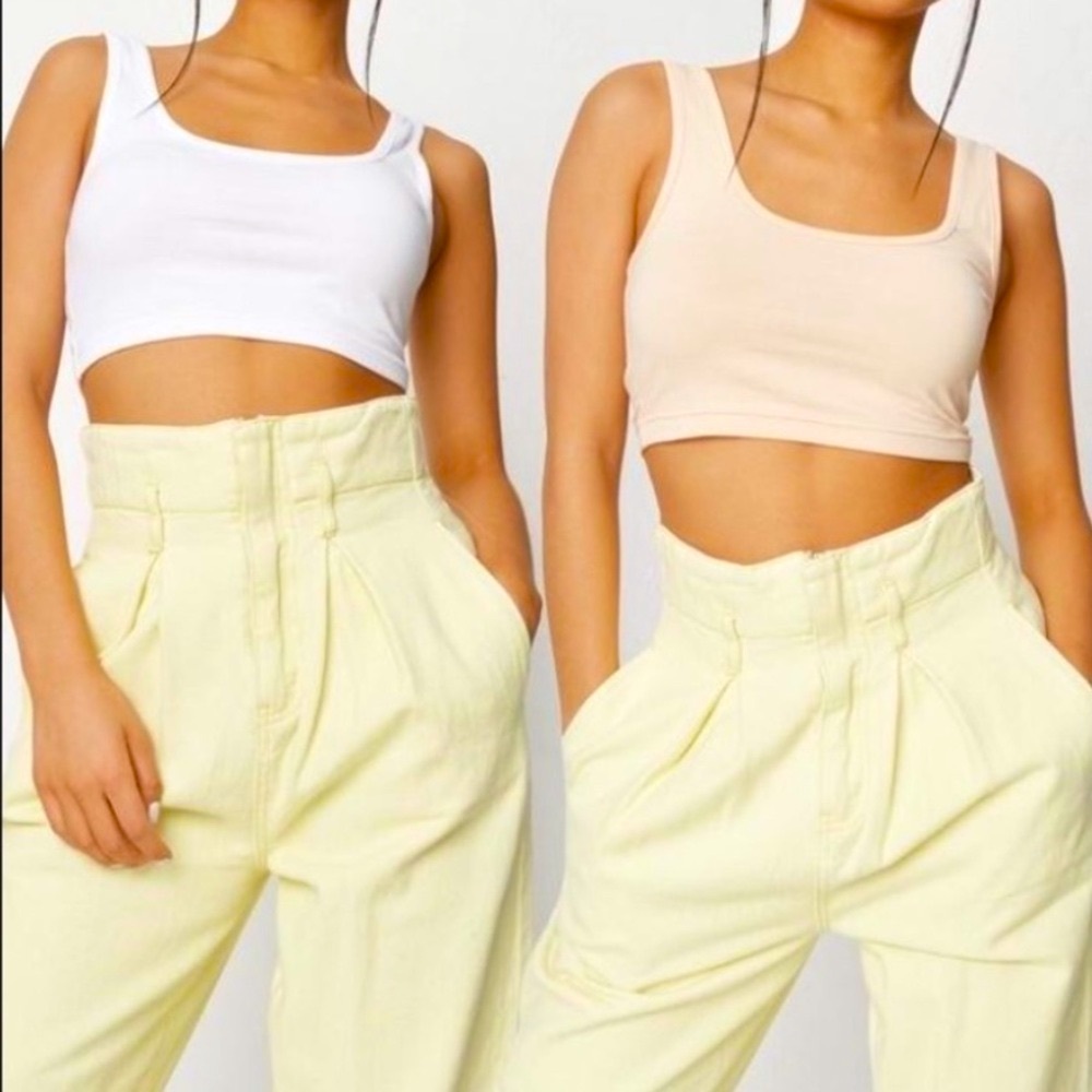💋2– Scoop Neckline Crop 100% Cotton Cropped Camisole/Bralettes/Tank Top/ Shirt